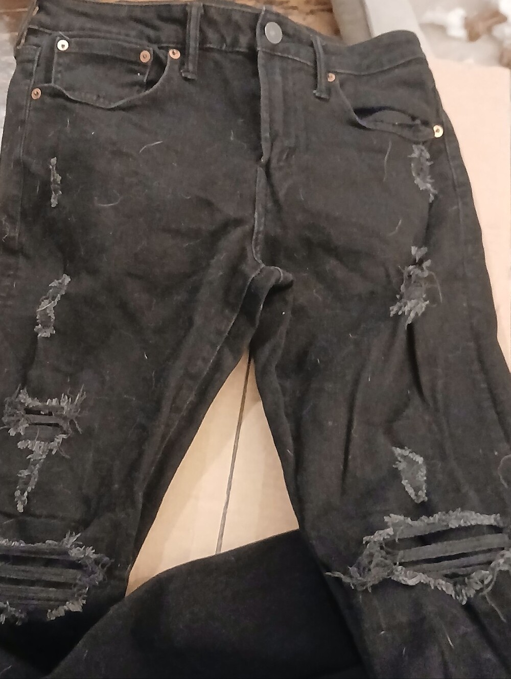 American Eagle Outfitters Black Distressed Skinny Jeans